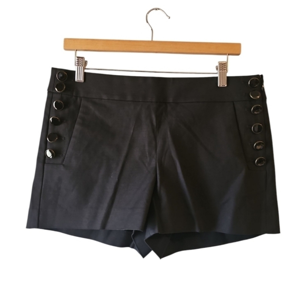 Loft Side Zip Black Sailor Button-Detail Shorts Sz 6 WS12 - Picture 7 of 7